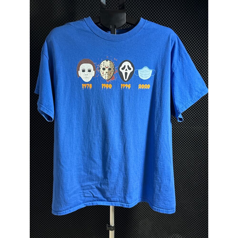 Fun ‘Evolution of Masks’ with Mike Myers, Jason, and Ghostface T-shirt Size XL